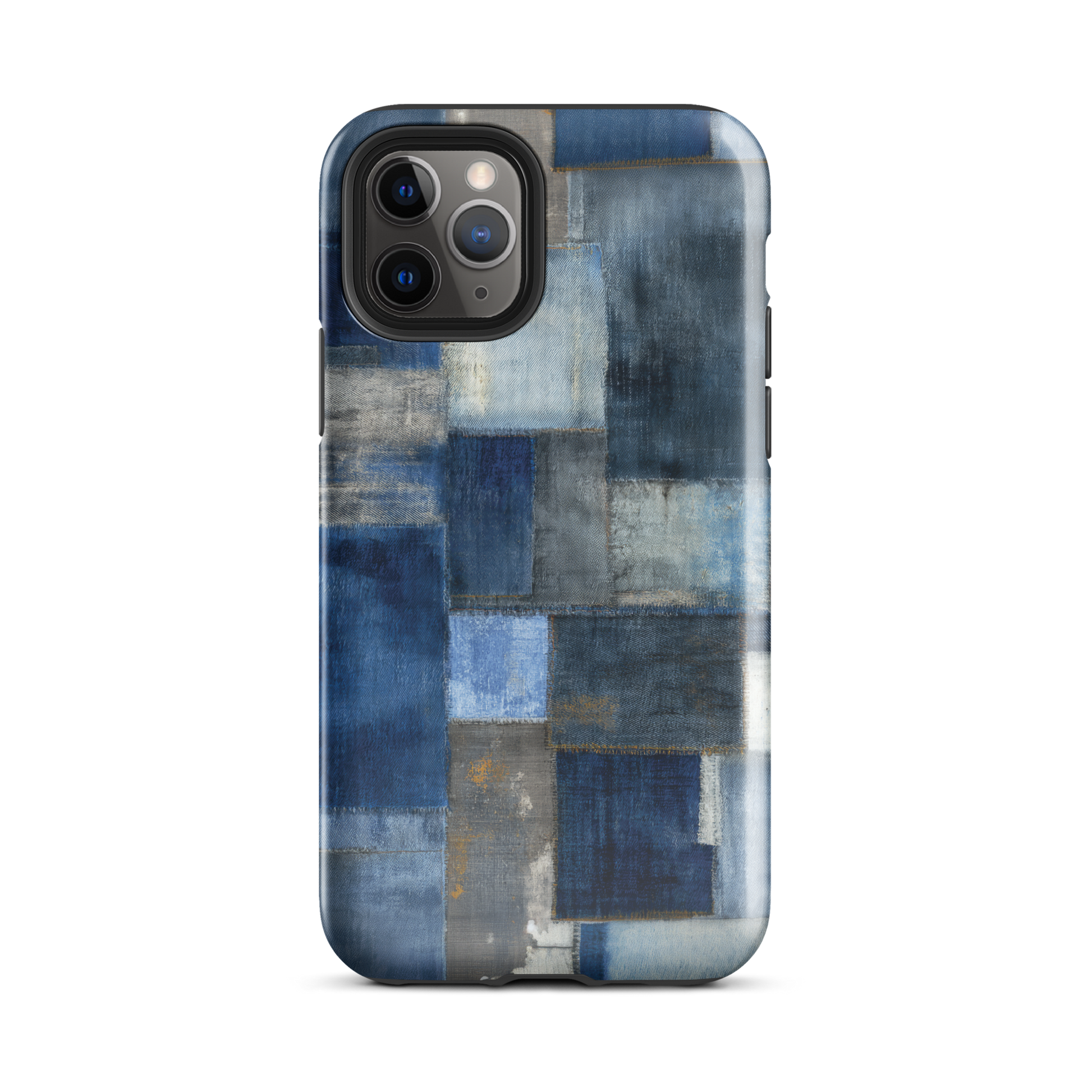 Indigo patchwork phone case | Textured blue design NZ