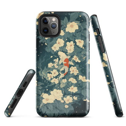 'Koi', a stunning phone case inspired by the graceful elegance of koi fish gliding through a peaceful pond.