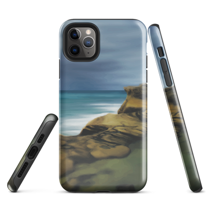 Castlepoint coastal phone case with cliffs, ocean and sky. New Zealand landscape art by designer Ben Hart.