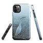 Phone case with a white heron standing in a misty wetland scene.
