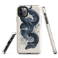 Phone case with black python and smoke design on cream background