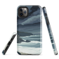 Phone case featuring moody Cape Kidnappers coastline with crashing waves and dark skies