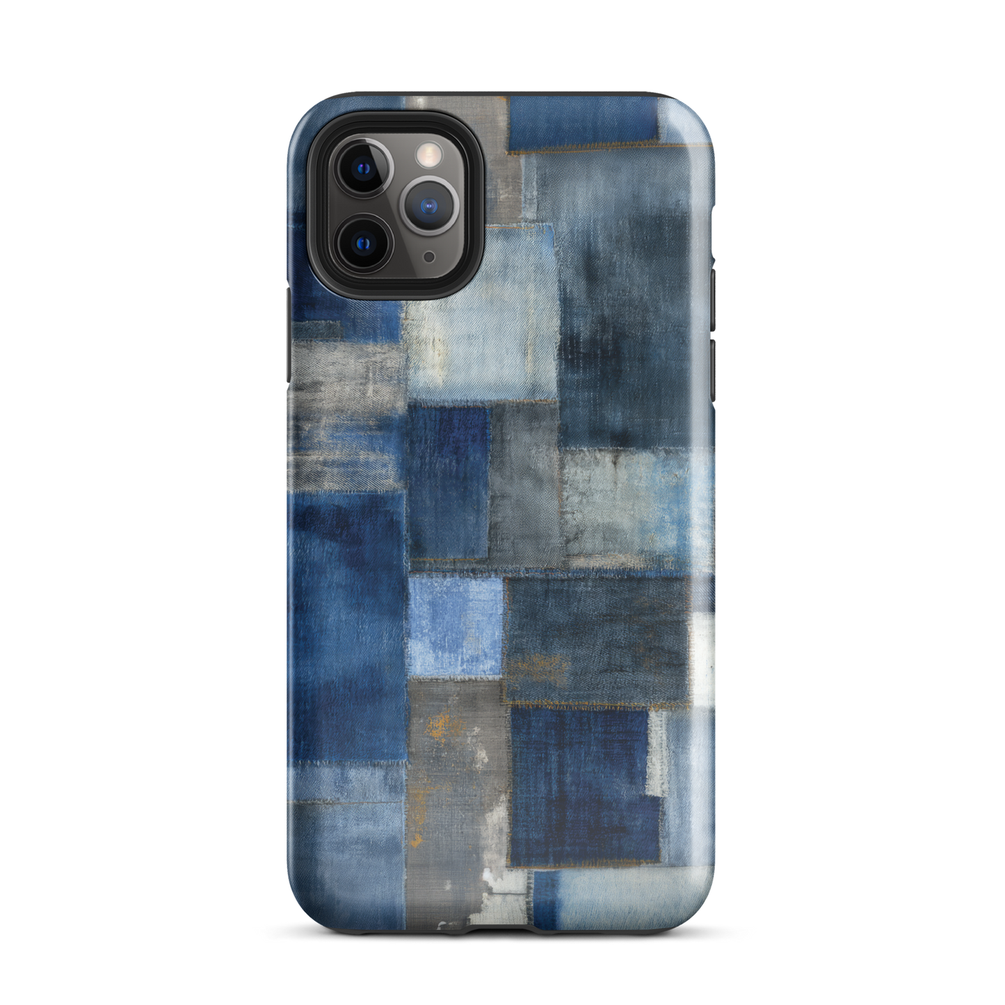 Indigo patchwork phone case | Textured blue design NZ