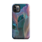 Abstract pastel botanical designer phone case in pink, lilac and teal tones with soft flowing floral textures