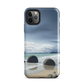 Moeraki Boulders coastal designer phone case with ocean waves and dramatic NZ sky