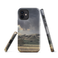 Designer phone case with NZ landscape painting of Te Hauke and cloudy skies by Ben Hart.