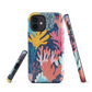 Colourful coral reef phone case design in pink, blue and yellow by NZ artist Ben Hart