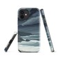 Phone case featuring moody Cape Kidnappers coastline with crashing waves and dark skies