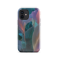 Abstract pastel botanical designer phone case in pink, lilac and teal tones with soft flowing floral textures