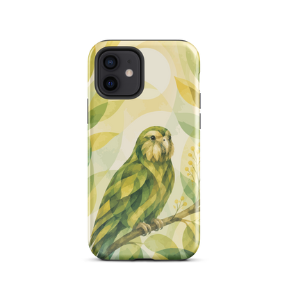 'Kākāpō' iPhone 12 tough phone case - protective glossy case NZ Australia