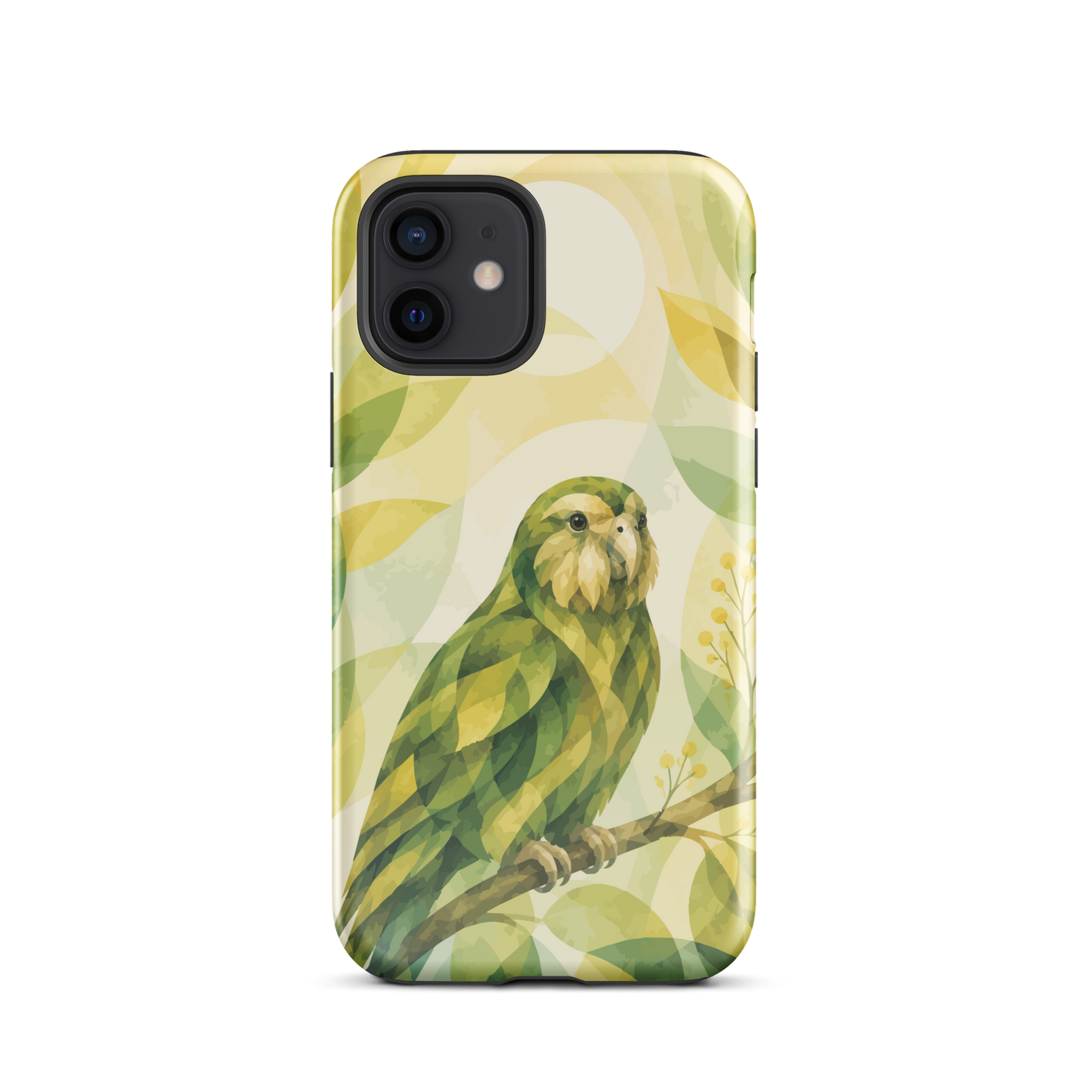 'Kākāpō' iPhone 12 tough phone case - protective glossy case NZ Australia