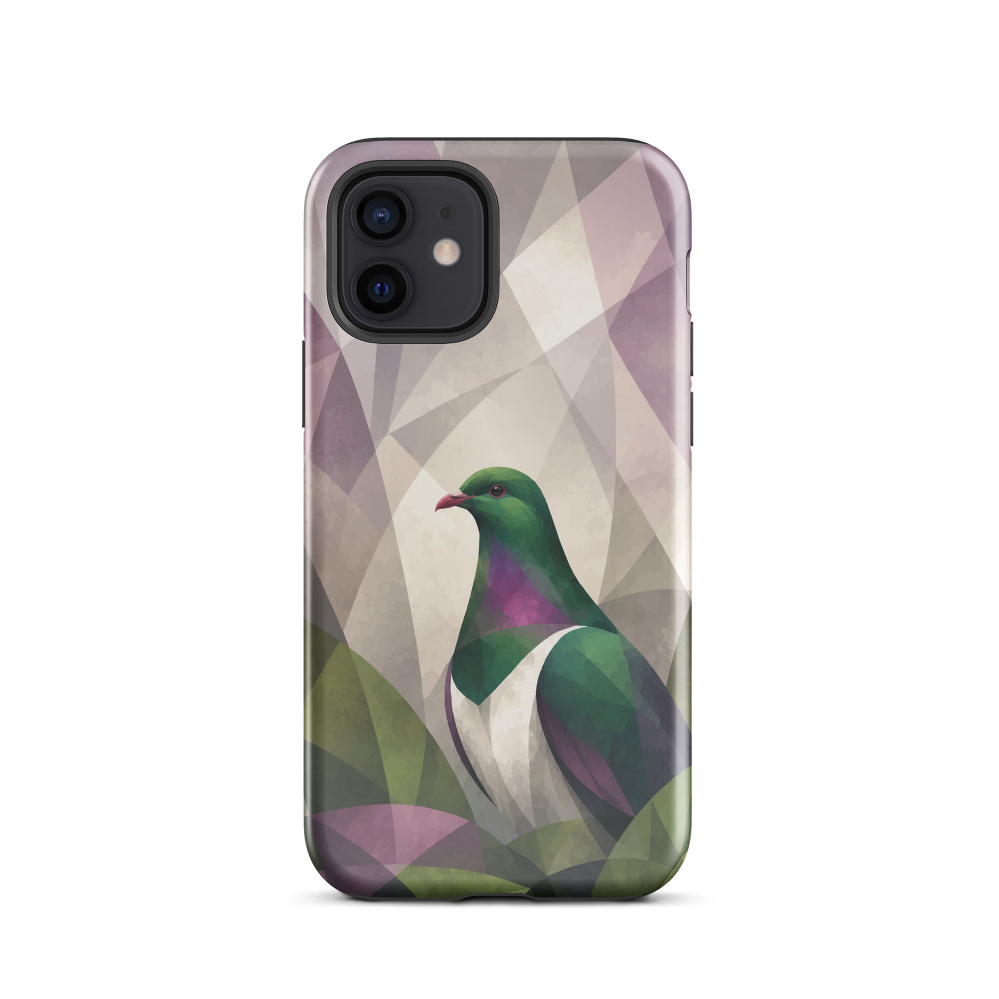 'Kererū' iPhone 12 tough phone case - protective glossy case NZ Australia