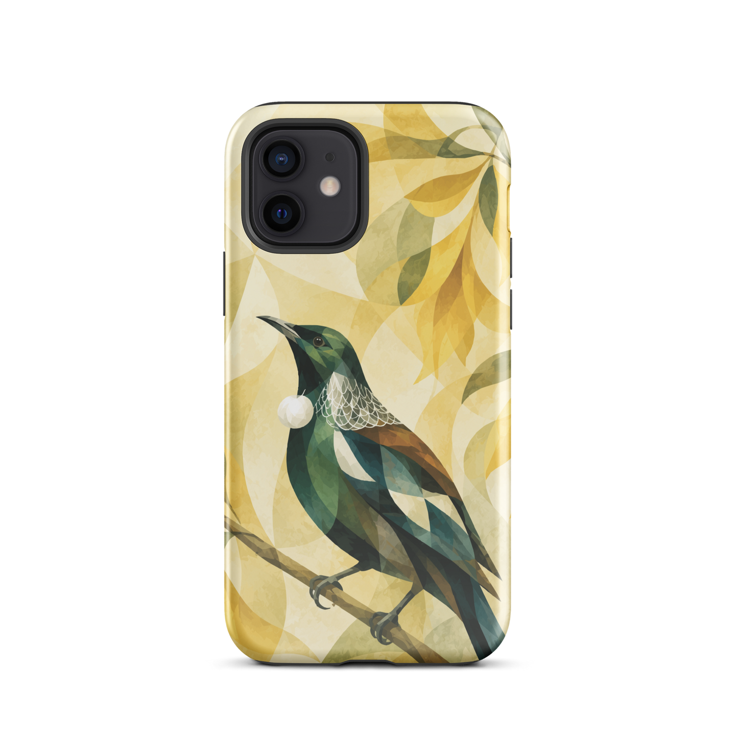 'Tūī' iPhone 12 tough phone case - protective glossy case NZ Australia