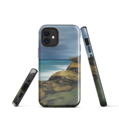 Castlepoint coastal phone case with cliffs, ocean and sky. New Zealand landscape art by designer Ben Hart.
