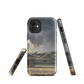 Designer phone case with NZ landscape painting of Te Hauke and cloudy skies by Ben Hart.