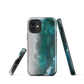 Ocean wave phone case with abstract beach design in teal and white, by NZ artist Ben Hart.