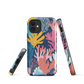 Colourful coral reef phone case design in pink, blue and yellow by NZ artist Ben Hart