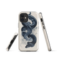 Phone case with black python and smoke design on cream background