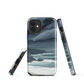 Phone case featuring moody Cape Kidnappers coastline with crashing waves and dark skies