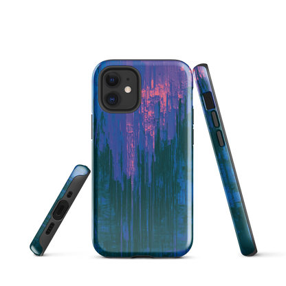Digital Glitch iPhone case. This striking artwork features a dynamic distortion effect that mimics the visual chaos of a digital malfunction—glitchy lines, vibrant streaks, and pixel-like patterns merge into a futuristic aesthetic. It’s a perfect blend of modern design and edgy street style.
