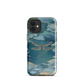 Nature-inspired phone case featuring a dragonfly over calm water with blue and green forest tones.