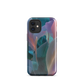 Abstract pastel botanical designer phone case in pink, lilac and teal tones with soft flowing floral textures