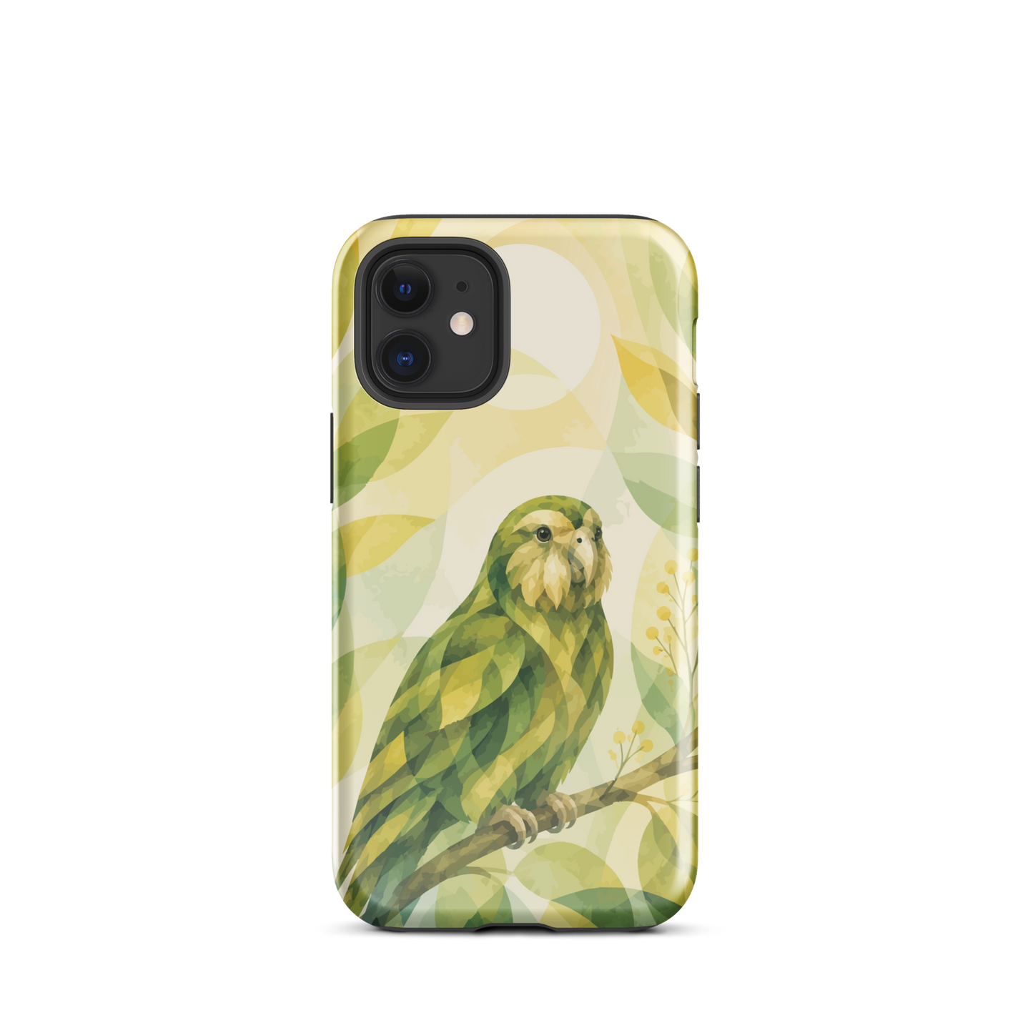 'Kākāpō' iPhone 12 mini tough phone case - protective glossy case NZ Australia