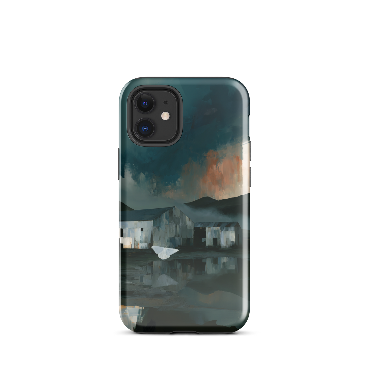 'Evening Flight' iPhone 12 mini tough phone case - protective glossy case NZ Australia
