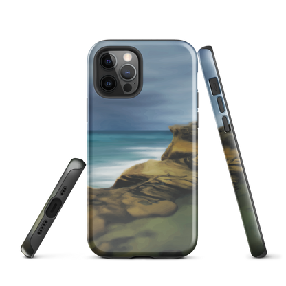 Castlepoint coastal phone case with cliffs, ocean and sky. New Zealand landscape art by designer Ben Hart.