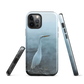 Phone case with a white heron standing in a misty wetland scene.