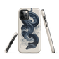 Phone case with black python and smoke design on cream background