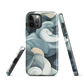 Phone case with abstract swirling ocean waves in blue and cream