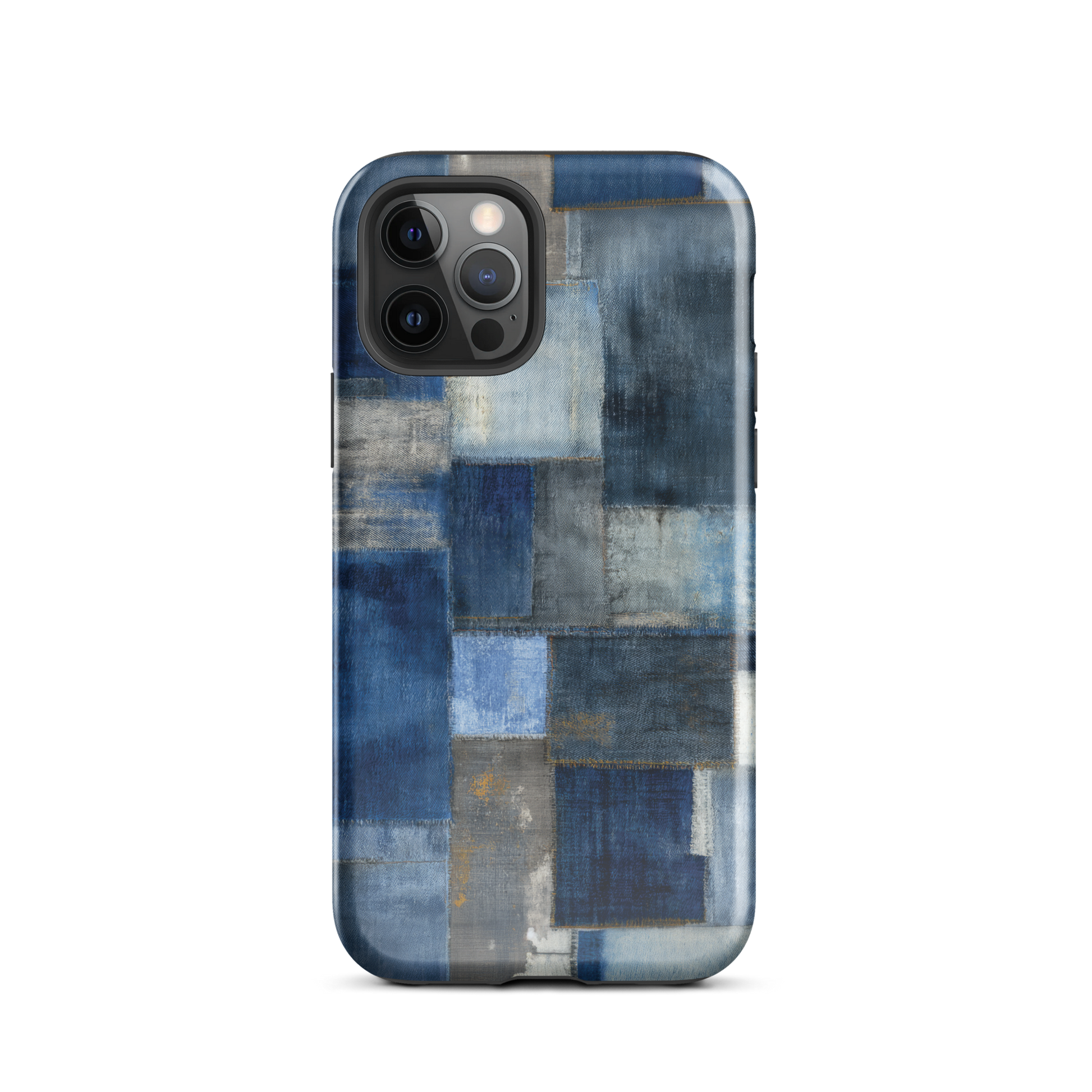 Indigo patchwork phone case | Textured blue design NZ