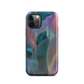 Abstract pastel botanical designer phone case in pink, lilac and teal tones with soft flowing floral textures