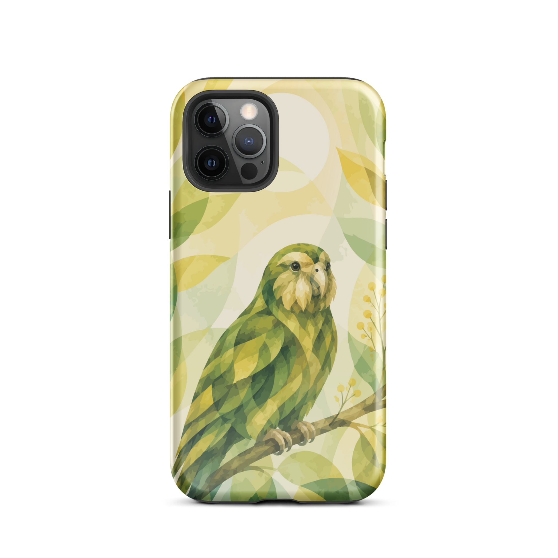 'Kākāpō' iPhone 12 Pro tough phone case - protective glossy case NZ Australia