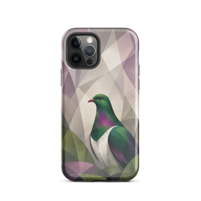 'Kererū' iPhone 12 Pro tough phone case - protective glossy case NZ Australia