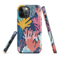 Colourful coral reef phone case design in pink, blue and yellow by NZ artist Ben Hart