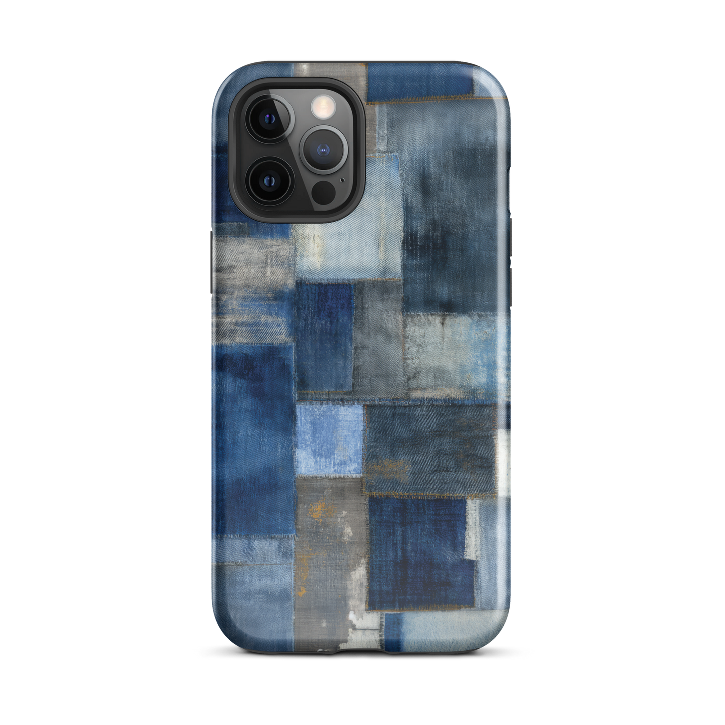 Indigo patchwork phone case | Textured blue design NZ