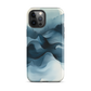 A calming abstract landscape protective phone case inspired by quiet valleys and soft blue tones.
