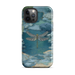 Nature-inspired phone case featuring a dragonfly over calm water with blue and green forest tones.