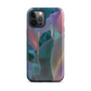 Abstract pastel botanical designer phone case in pink, lilac and teal tones with soft flowing floral textures