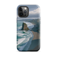 Piha Beach Lion Rock designer phone case with turquoise waves and dramatic NZ coastline