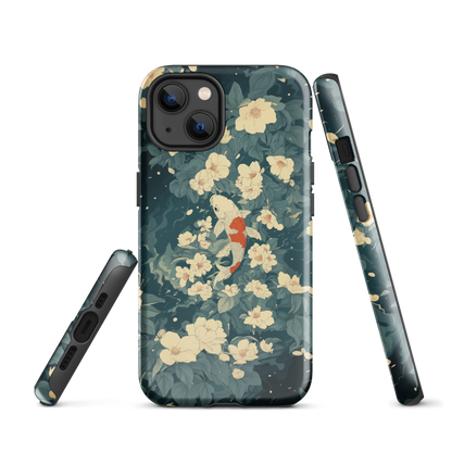 'Koi', a stunning phone case inspired by the graceful elegance of koi fish gliding through a peaceful pond.