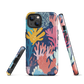 Colourful coral reef phone case design in pink, blue and yellow by NZ artist Ben Hart