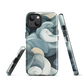Phone case with abstract swirling ocean waves in blue and cream