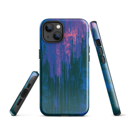 Digital Glitch iPhone case. This striking artwork features a dynamic distortion effect that mimics the visual chaos of a digital malfunction—glitchy lines, vibrant streaks, and pixel-like patterns merge into a futuristic aesthetic. It’s a perfect blend of modern design and edgy street style.