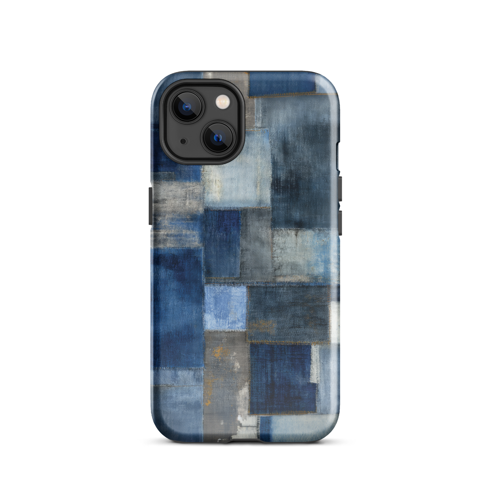 Indigo patchwork phone case | Textured blue design NZ