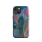 Abstract pastel botanical designer phone case in pink, lilac and teal tones with soft flowing floral textures