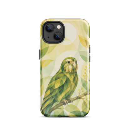'Kākāpō' iPhone 13 tough phone case - protective glossy case NZ Australia