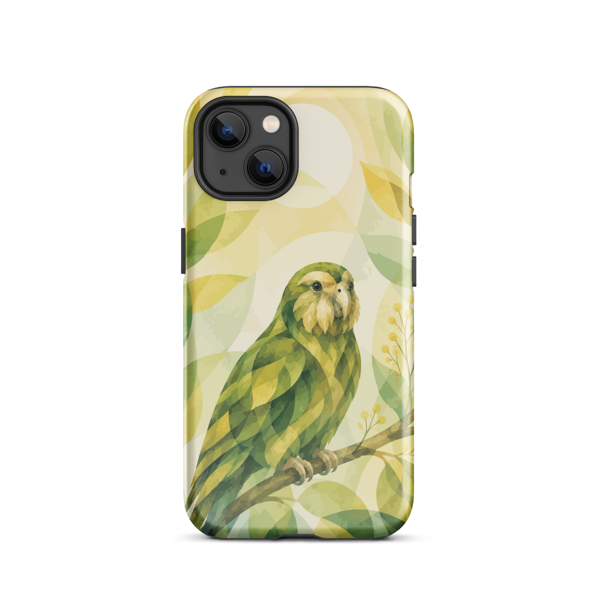 'Kākāpō' iPhone 13 tough phone case - protective glossy case NZ Australia